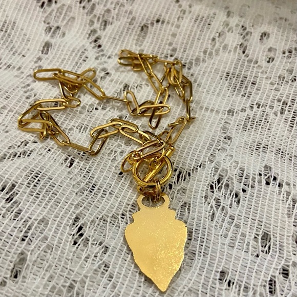 Vintage Gucci, Triangular Gold Tone Charm with 18in Gold Plated Chain Necklace - Picture 6 of 7